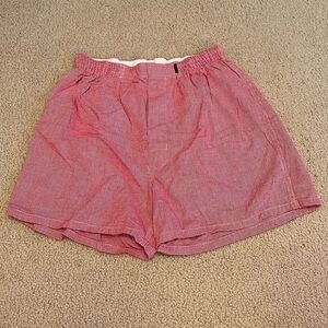 Express Women's Shorts Elastic Waist Hounds Tooth Plaid‎ Red Medium